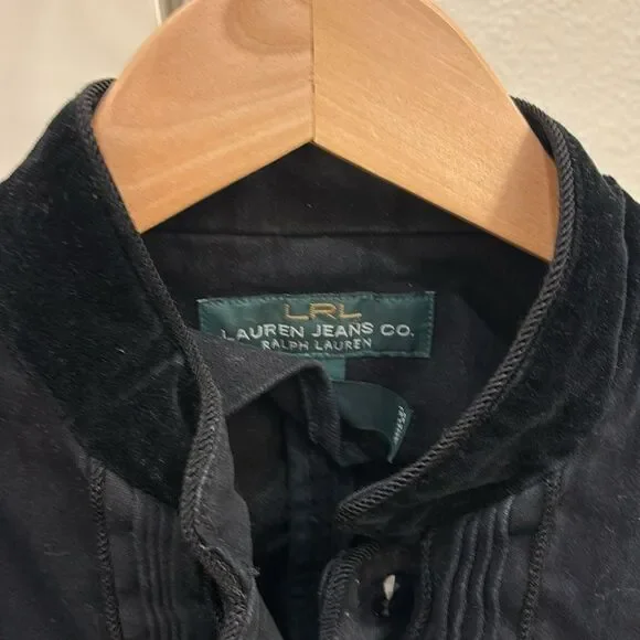 Ralph Lauren black denim woman's jacket w velvet at the collar/sparkly buttons - Picture 8 of 16